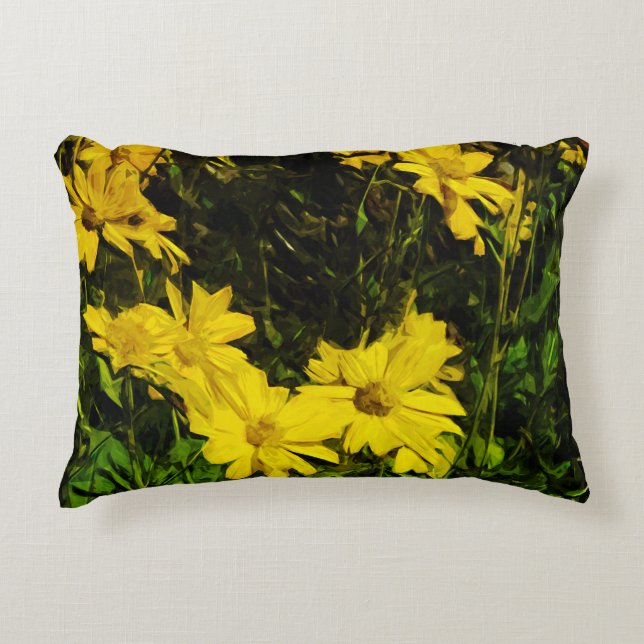 Arrowleaf Balsamroot Yellow Wildflower Abstract Accent Kussen (Voorkant)