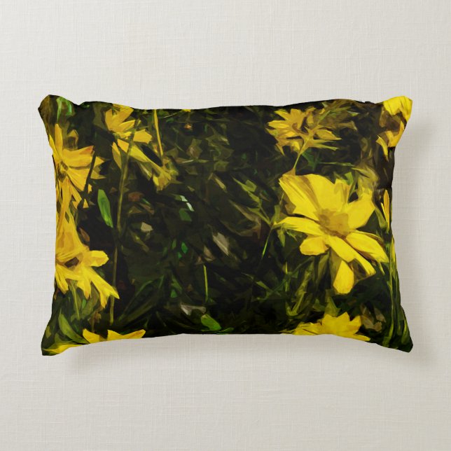 Arrowleaf Balsamroot Yellow Wildflower Abstract Accent Kussen (Voorkant)
