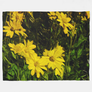 Arrowleaf Balsamroot Yellow Wildflower Abstract Fleece Deken