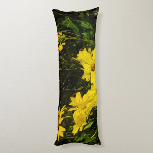 Arrowleaf Balsamroot Yellow Wildflower Abstract Lichaamskussen (Achterkant (Verticaal))