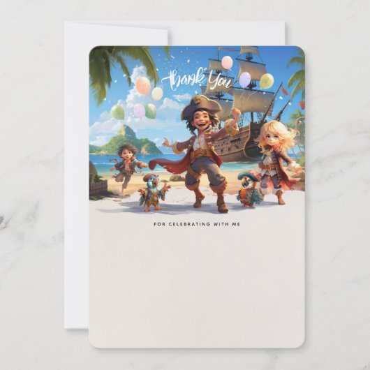 Arrr-bedankt-ye! Pirate Paradise Island Verjaardag Bedankkaart (Voorkant)