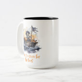 Arrr I’m Here voor de Boos Funny Pirate Tweekleurige Koffiemok (Voorkant links)