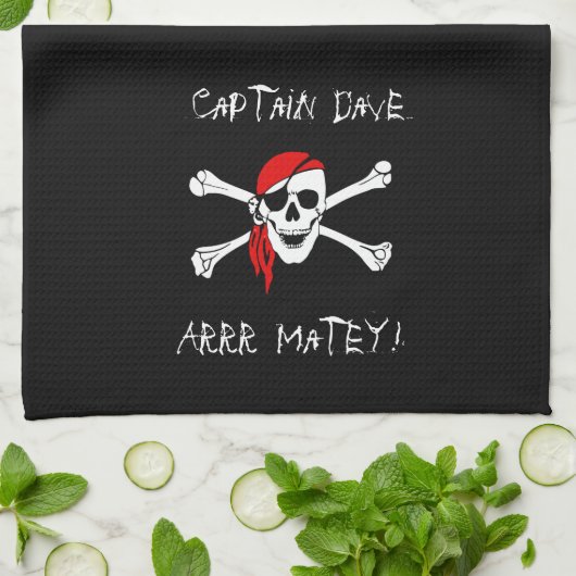 ARRR Matey Specialized Pirate Kitchen Towel Black Theedoek (Gevouwen)