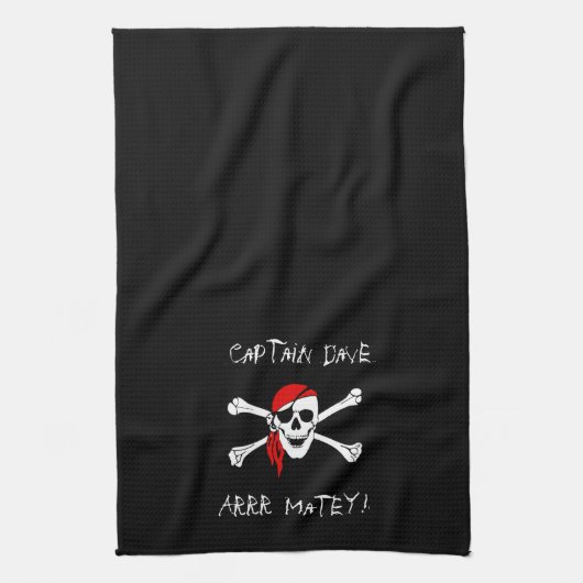 ARRR Matey Specialized Pirate Kitchen Towel Black Theedoek (Verticaal)