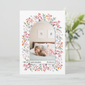 Arsenbladeren en bessen met stoffige blauwe kerstf feestdagenkaart (Staand voorkant)