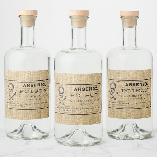 Arsenic sur Burlap Liquor Bottle Étiquettes (Bouteilles)