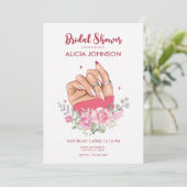 Art à ongles floral nuptiale Invitation douche nup (Debout devant)