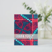 Art Abstract (rood blauw) Dank u Briefkaart (Staand voorkant)