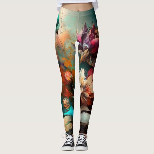 Art Abstrait belle fleur Leggings (Devant)