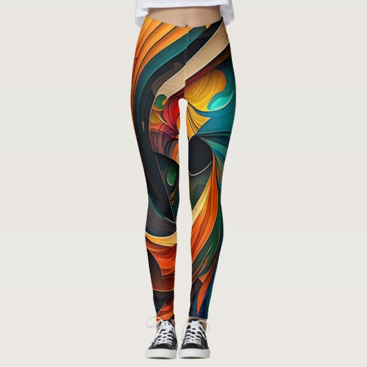 Art Abstrait belle fleur Leggings (Devant)