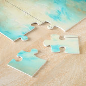Art Abstrait bleu turquoise crème puzzle bleu (Côté)