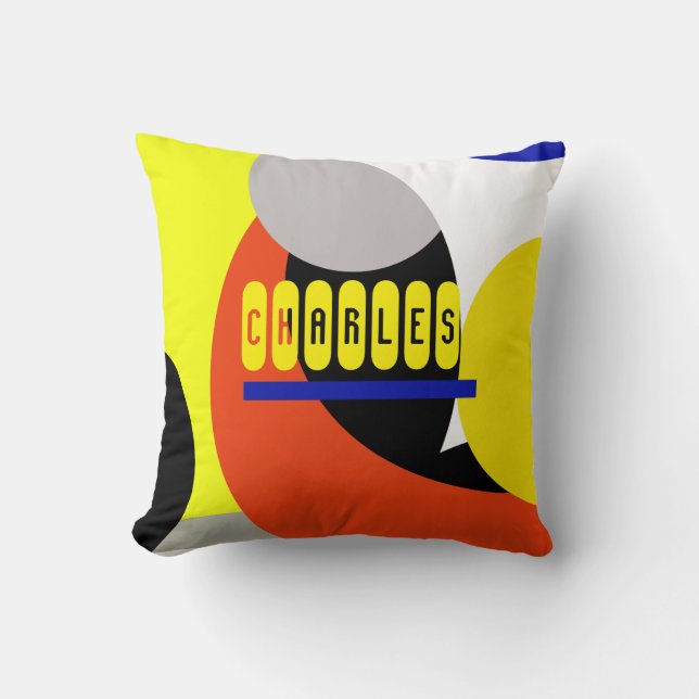 Art Abstrait Charles Ajouter Votre Nom Coussin de  (Recto)