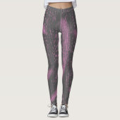Art Abstrait Corail rose Charbon Gris Leggings (Devant)