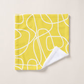 Art Abstrait de ligne moderne en jaune mou  (Gant de toilette)