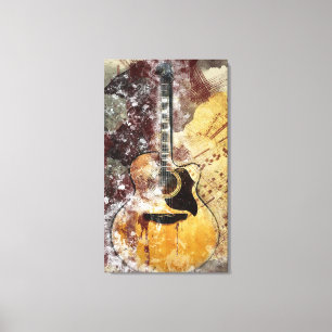 Art abstrait de mur de toile de guitare de musique