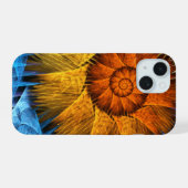 Art Abstrait Fleurs Orange Jaune Bleu (Verso Horizontal)