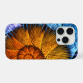 Art Abstrait Fleurs Orange Jaune Bleu (Verso Horizontal)