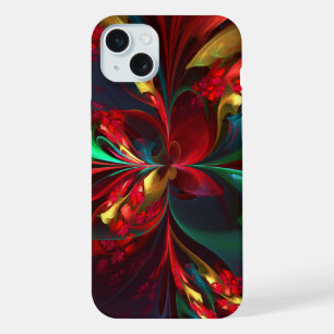 Art abstrait floral moderne motif rouge vert #11