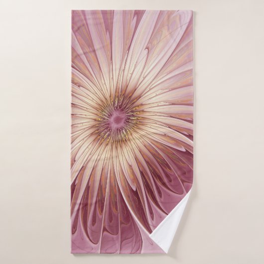 Art Abstrait Fractal Fleur & Tons de Bourgogne (Serviette de bain)