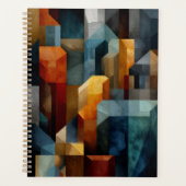 Art Abstrait Géométrique Texturé Bleu Orange Luxe (Devant)