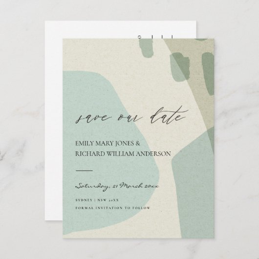 ART ABSTRAIT MODERNE BLEU AQUA CARTE DE SAUVEGARDE (Devant / Derrière)