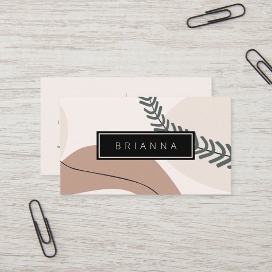 Art Abstrait moderne Carte de visite de tons Terre (Devant/Arrière en situation)