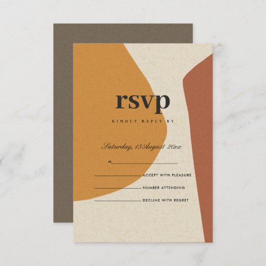 ART ABSTRAIT MODERNE EN TERRACOTTE JAUNE RSVP ARTI (Devant / Derrière)