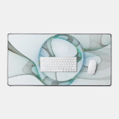 Art Abstrait moderne Fractal Bleu Turquoise Gris (Clavier et souris)