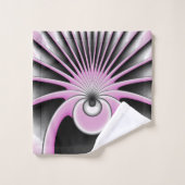 Art Abstrait moderne Fractal rose Gris noir (Gant de toilette)