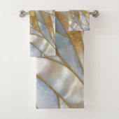 Art Abstrait mosaïque -Perle, pierre de lune et or (En situation)