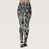 Art abstrait motif leggings noirs et gris (Dos)