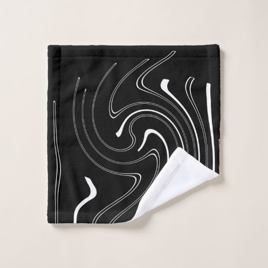 Art Abstrait Noir Blanc Lignes Twirl Minimalisme B (Gant de toilette)
