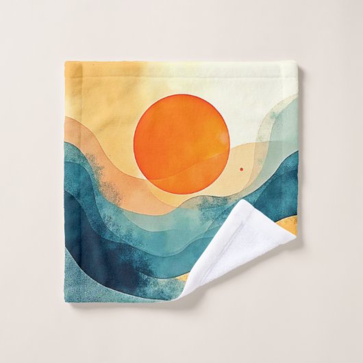 Art Abstrait Sunset Waves (Gant de toilette)