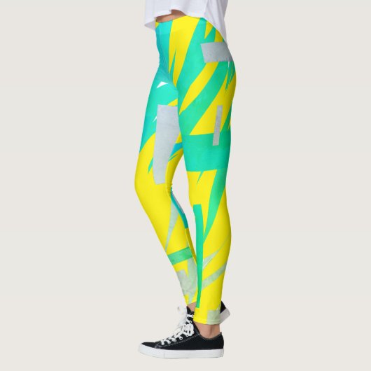 Art Abstrait Turquoise Pastel Colors Leggings (Gauche)