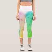 Art Abstrait Turquoise Vert Capri Leggings (Recto)
