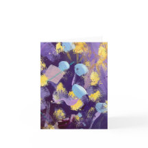 Art abstrait vibrant violet, bleu et jaune