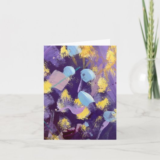 Art abstrait vibrant violet, bleu et jaune (Devant)