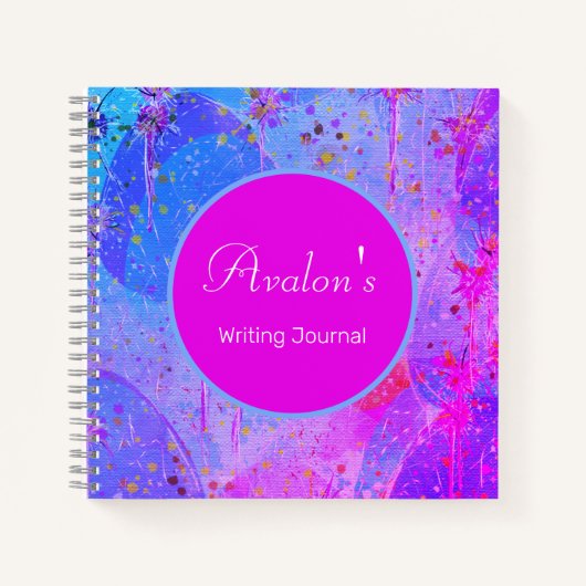 Art acrylique Fille rose pourpre Carnet spiral ble (Devant)