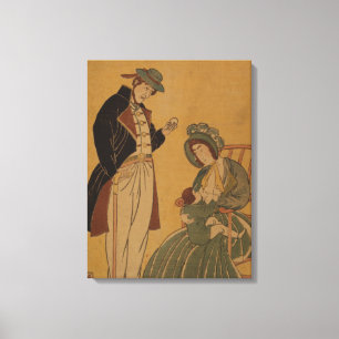 Art Afbeelding van de Amerikaanse familie van voo Canvas Afdruk