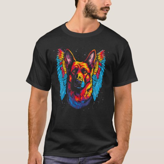 Art Angel Wings German Shepherd Dog T-shirt (Voorkant)