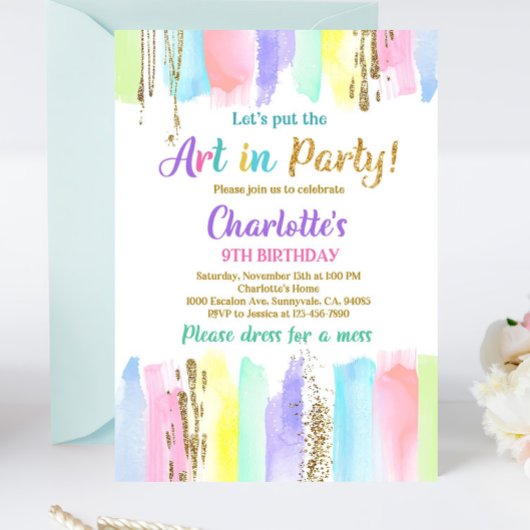 Art Anniversaire Fête Invitation Painting Party In