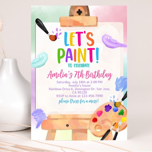 Art Anniversaire Invitation Painting Party Fille A