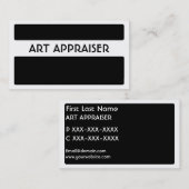 Art Appraiser simple noir blanc cartes de visite (Devant / Derrière)