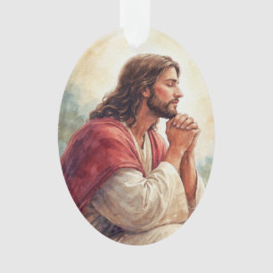 Art aquarelle Jésus en prière   Foi chrétienne