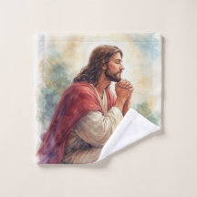 Art aquarelle Jésus en prière | Foi chrétienne