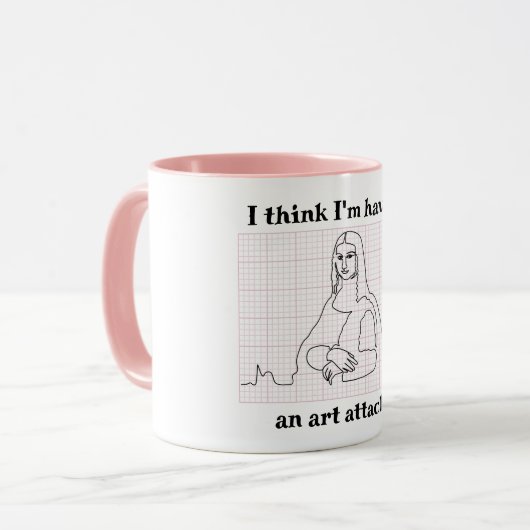 Art Attack Funny Mona Lisa EKG Cardiology Pun Mok (Voorkant links)