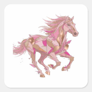 Art autocollant PINK AND GOLDEN PONY argent dynami