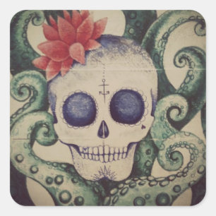 Art autocollant style tatouage de crâne de sucre v