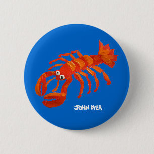 Art Badge Button: Cornish Lobster Ronde Button 5,7 Cm