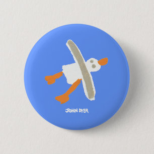 Art Badge Button: John Dyer Seagull Ronde Button 5,7 Cm